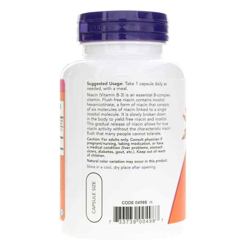 Flush-Free Niacin 500 Mg Double Strength, 90 Veg Capsules, by NOW Foods, image #3