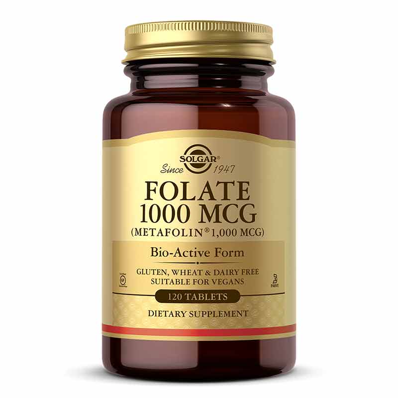 Folate 1000 Mcg as Metafolin, 120 Tablets, by Solgar