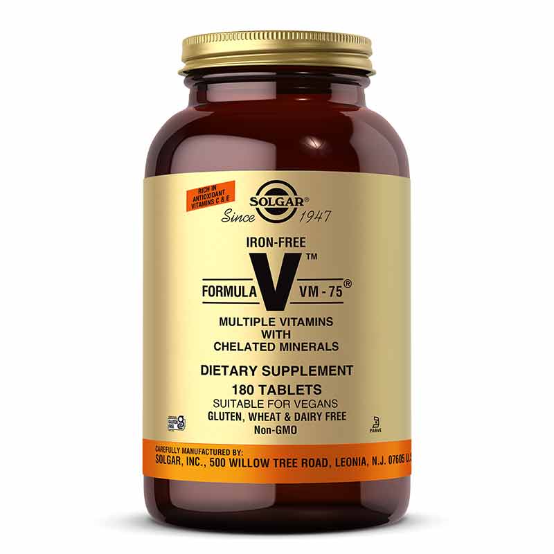 Formula VM-75 Iron Free, 180 Tablets, by Solgar
