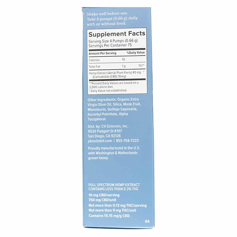 Full Spectrum Hemp Extract 750 Mg Extra Strength, Unflavored, by PlusCBD Oil, image #2