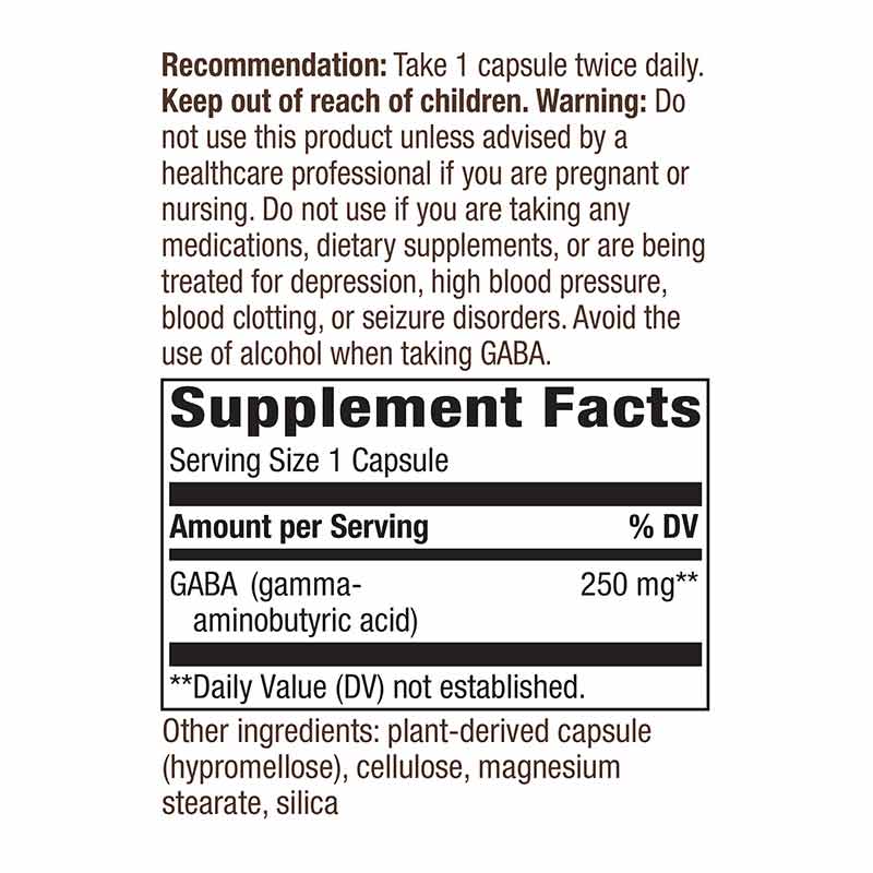 GABA 250 Mg, 60 Veg Capsules, by Natures Way, image #2
