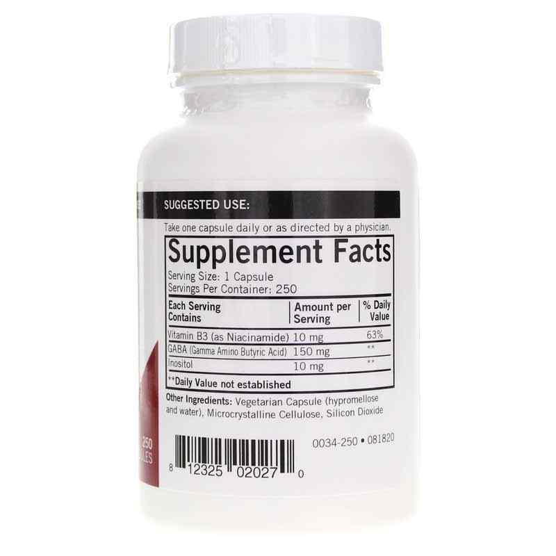 GABA with Niacinamide & Inositol, 250 Capsules, by Kirkman, image #2