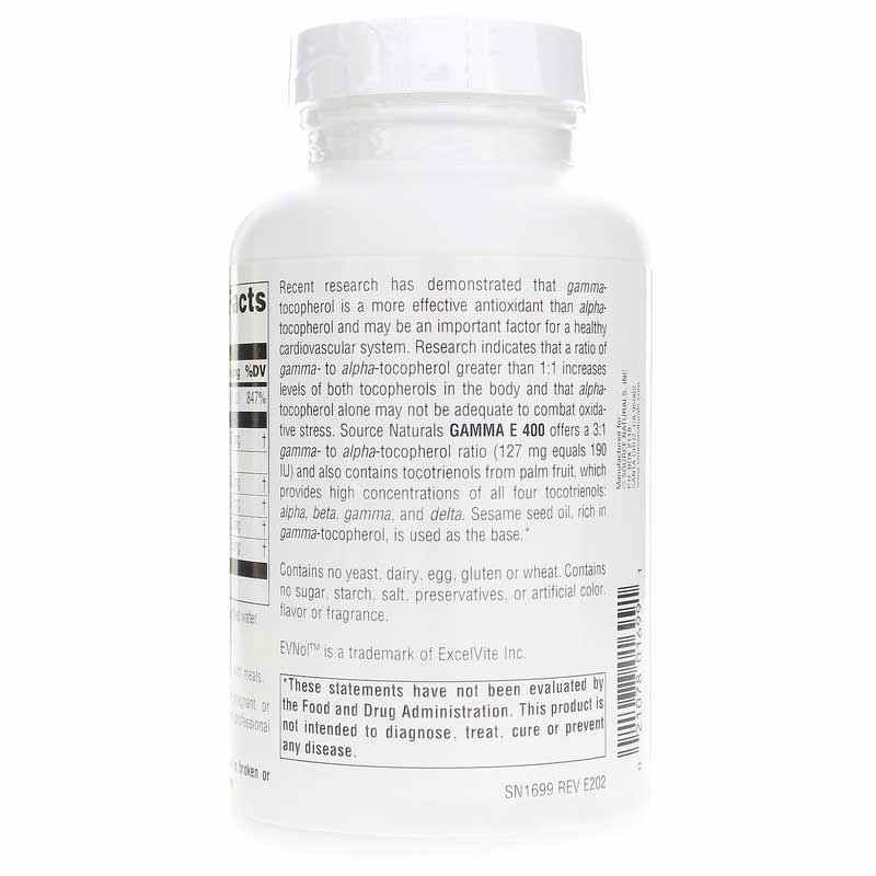 Gamma E 400, 120 Softgels, by Source Naturals, image #3