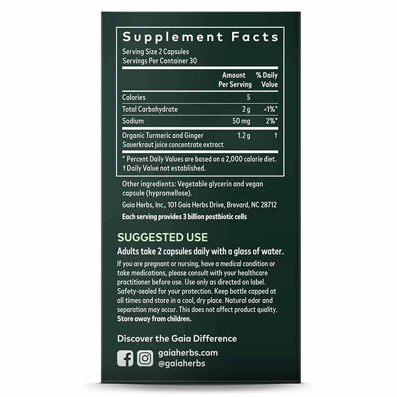 Ginger-Turmeric Postbiotic, by Gaia Herbs, image #2