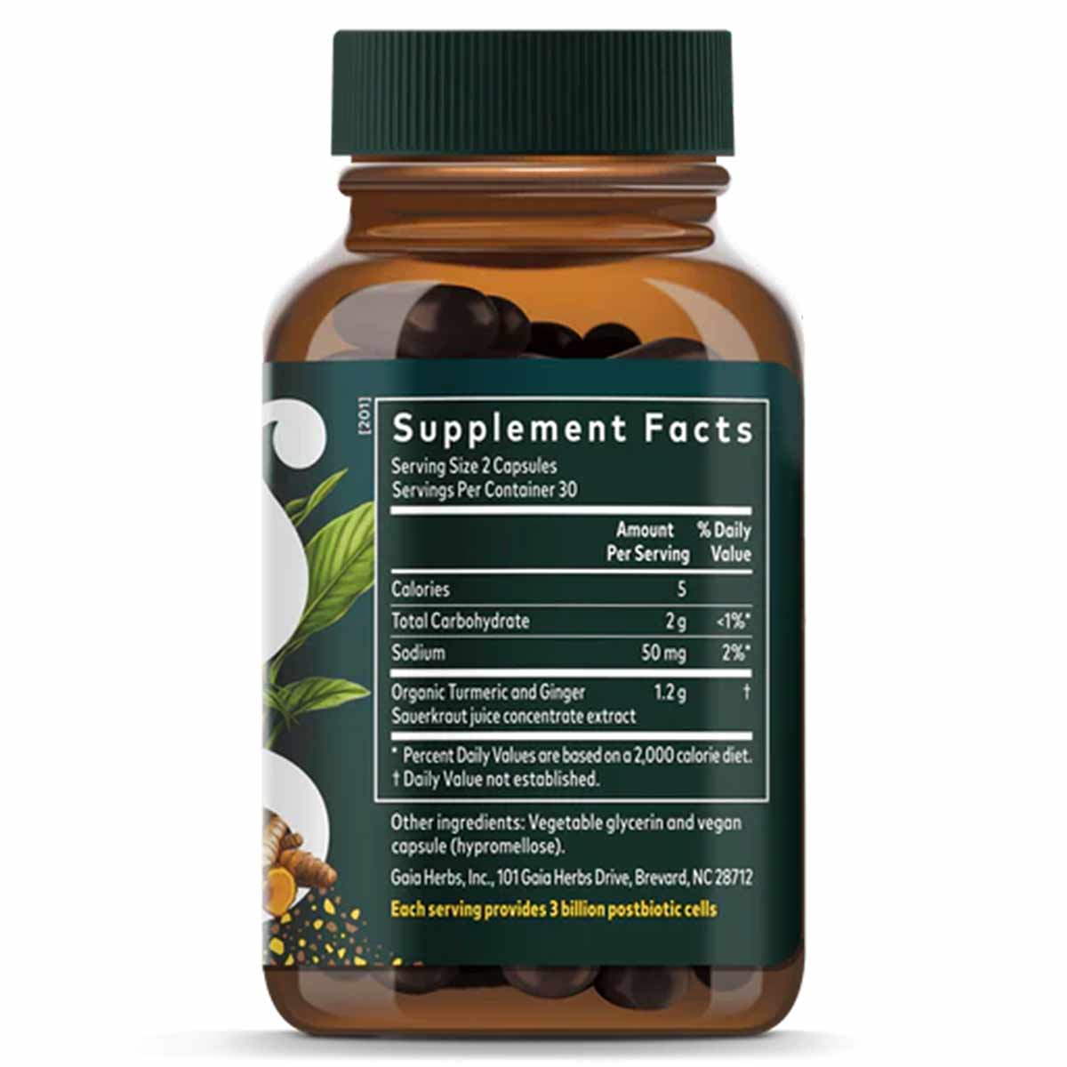 Ginger-Turmeric Postbiotic, by Gaia Herbs