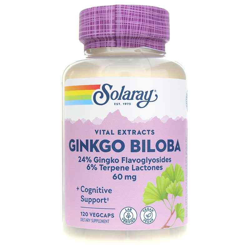 Ginkgo Biloba Extract 60 Mg, 120 Veg Capsules, by Solaray