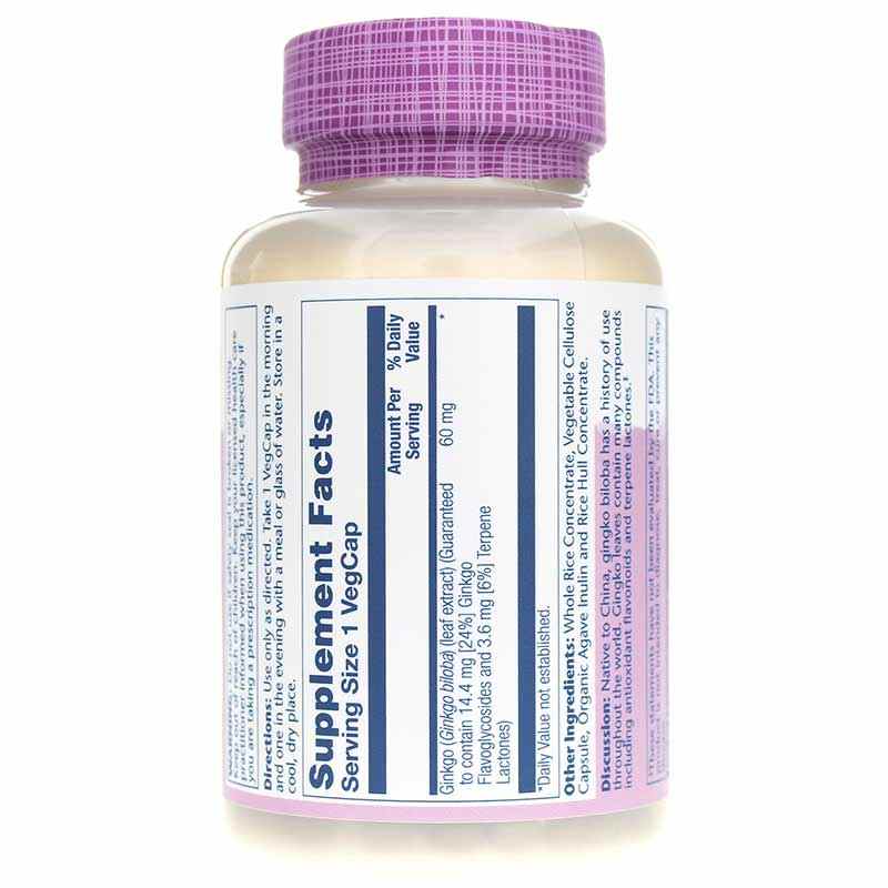 Ginkgo Biloba Extract 60 Mg, 120 Veg Capsules, by Solaray, image #3
