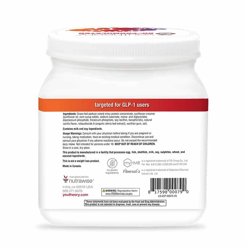 GLP-1 Protein Powder, Vanilla, 17.1 Oz, by Youtheory, image #2