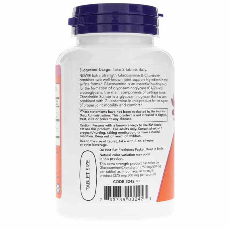 Glucosamine & Chondroitin Extra Strength, 60 Tablets, by NOW Foods, image #3