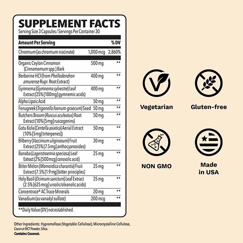 Glucose Stabili-T Extra Strength, 90 Veg Capsules, by LifeSeasons, image #4