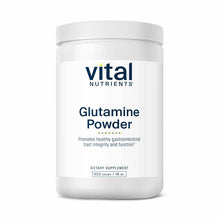 White plastic container of Vital Nutrients Glutamine Powder, 450 grams, with white screw-top lid.