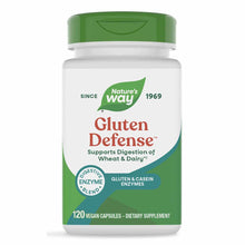 Nature's Way Gluten Defense bottle with green cap containing 120 vegan capsules dietary supplement.