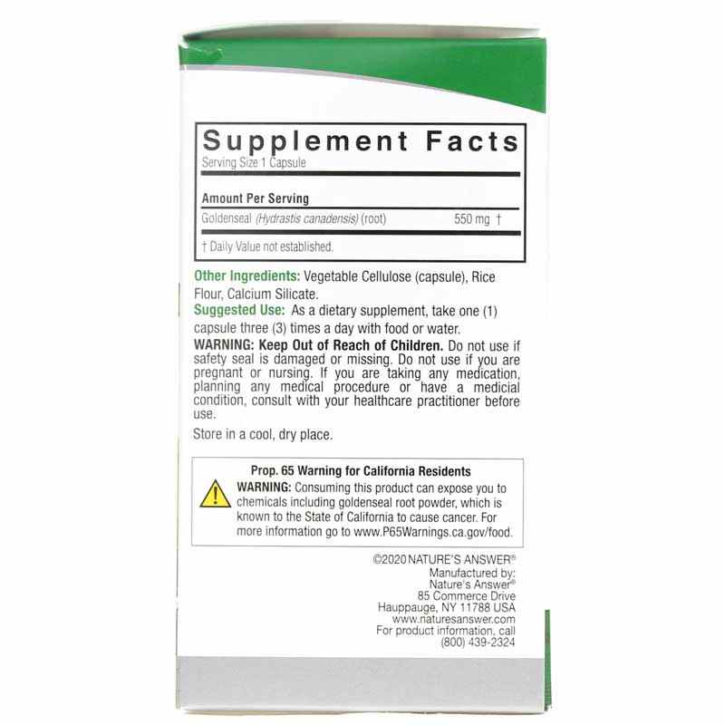 Goldenseal 550 Mg, by Natures Answer, image #2