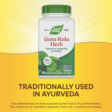 Nature's Way Gotu Kola Herb bottle with green cap containing 180 vegan capsules at 950mg per serving.