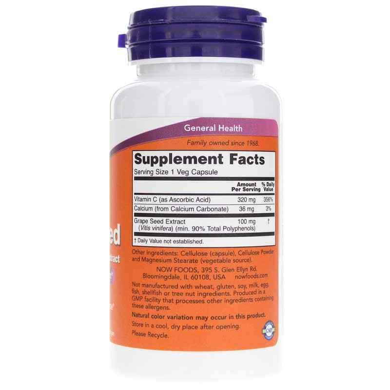 Grape Seed Extract 100 Mg, 100 Veg Capsules, by NOW Foods, image #2