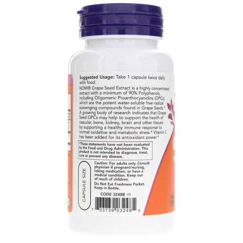 Grape Seed Extract 100 Mg, 100 Veg Capsules, by NOW Foods, image #3