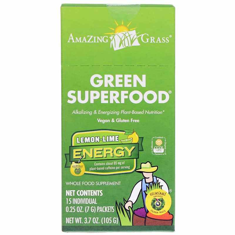 Green Superfood Energy, Lemon Lime, 15 Packets, by Amazing Grass