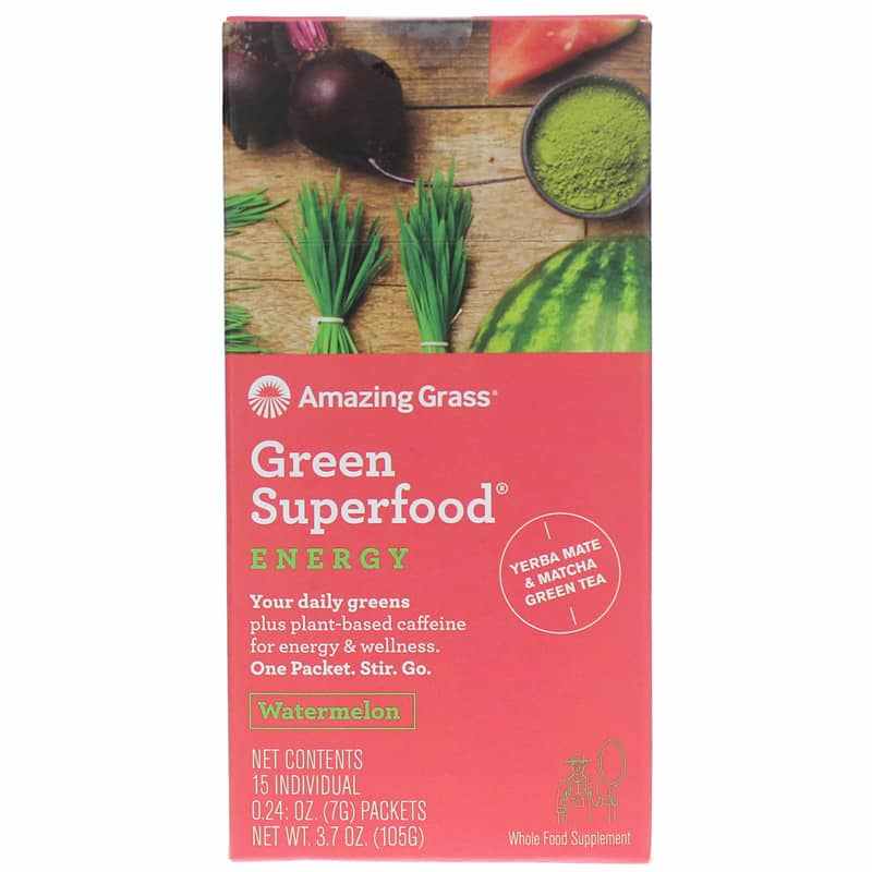 Green Superfood Energy, Watermelon, 15 Packets, by Amazing Grass