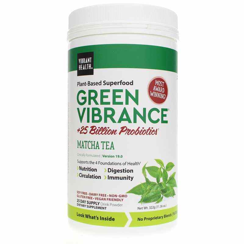 Green Vibrance Plant-Based Superfood Powder, Matcha Tea, 11.36 Oz, by Vibrant Health