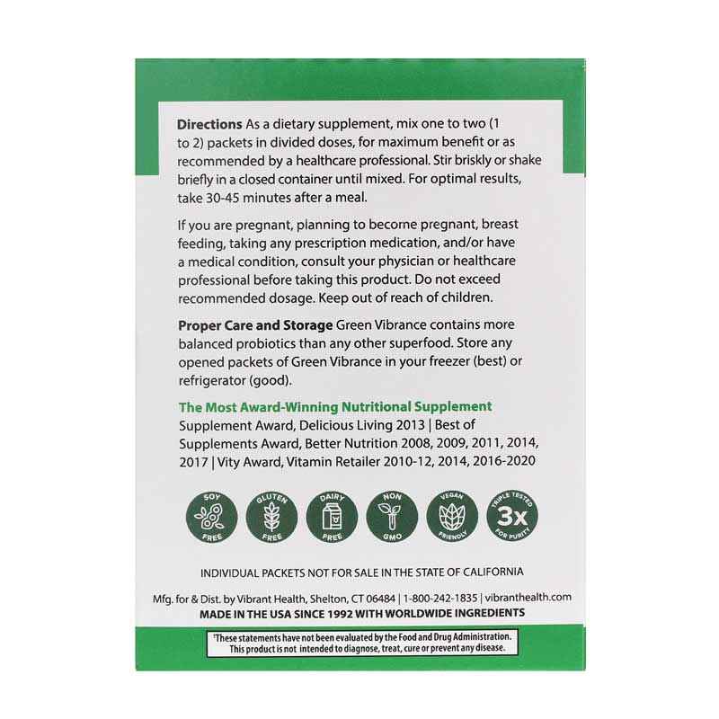 Green Vibrance Plant-Based Superfood Powder, Original, 15 Packets, by Vibrant Health, image #3