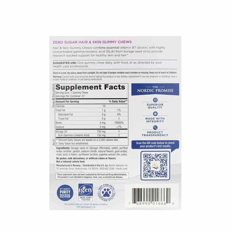 Hair & Skin Gummy Chews, 27 Gummy Chews, by Nordic Naturals, image #2