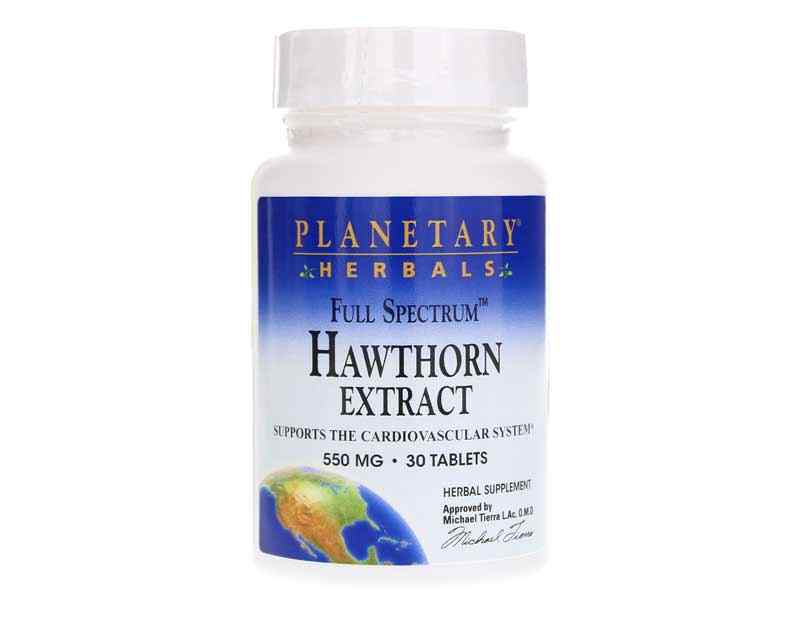 Hawthorn Extract 550 Mg Full Spectrum, 30 Tablets, by Planetary Herbals