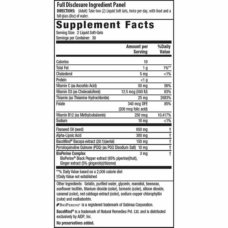 Healthy Brain ALA & BacoMind, 60 Liquid Softgels, by Irwin Naturals, image #2