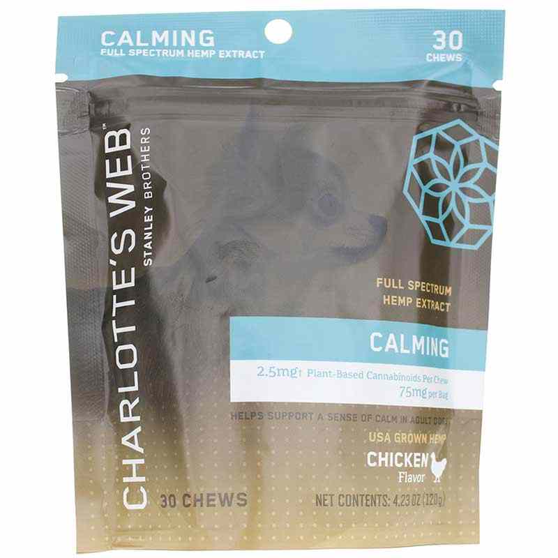 Hemp Extract Calming Chews for Adult Dogs Chicken Flavor, 30 Chews, by Charlottes Web