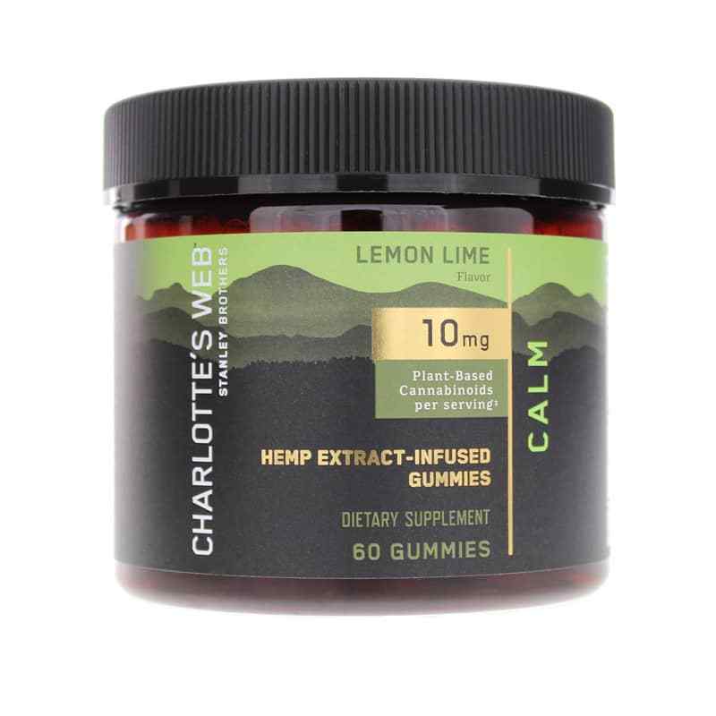 Hemp Extract-Infused Gummies Calm Lemon Lime Flavor, 60 Gummies, by Charlottes Web