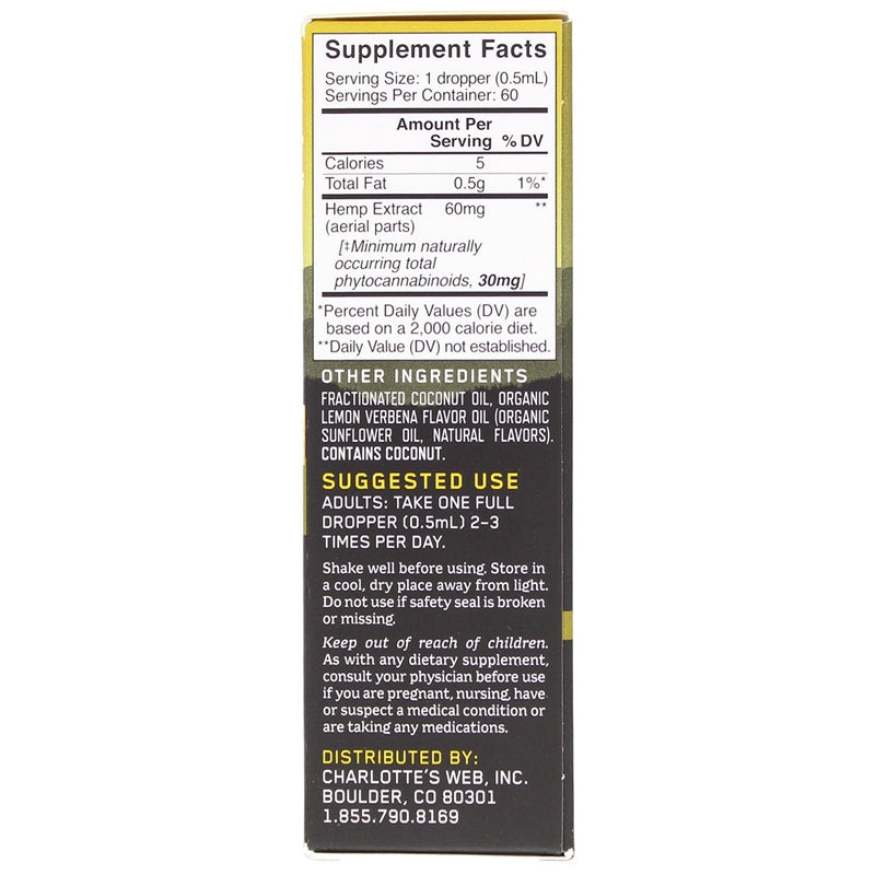Hemp Extract Oil 60 Mg, Lemon Twist, 1 Oz, by Charlottes Web, image #2