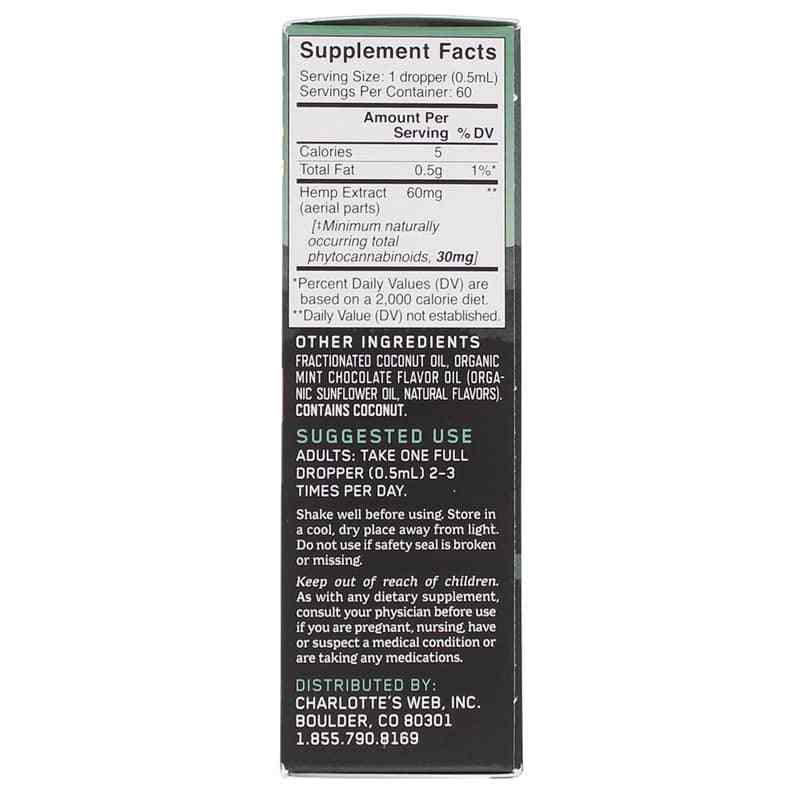 Hemp Extract Oil 60 Mg, Mint Chocolate, 1 Oz, by Charlottes Web, image #2