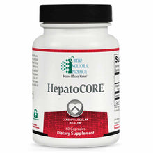 HepatoCORE white bottle with black cap by Ortho Molecular Products, 60 capsules dietary supplement.