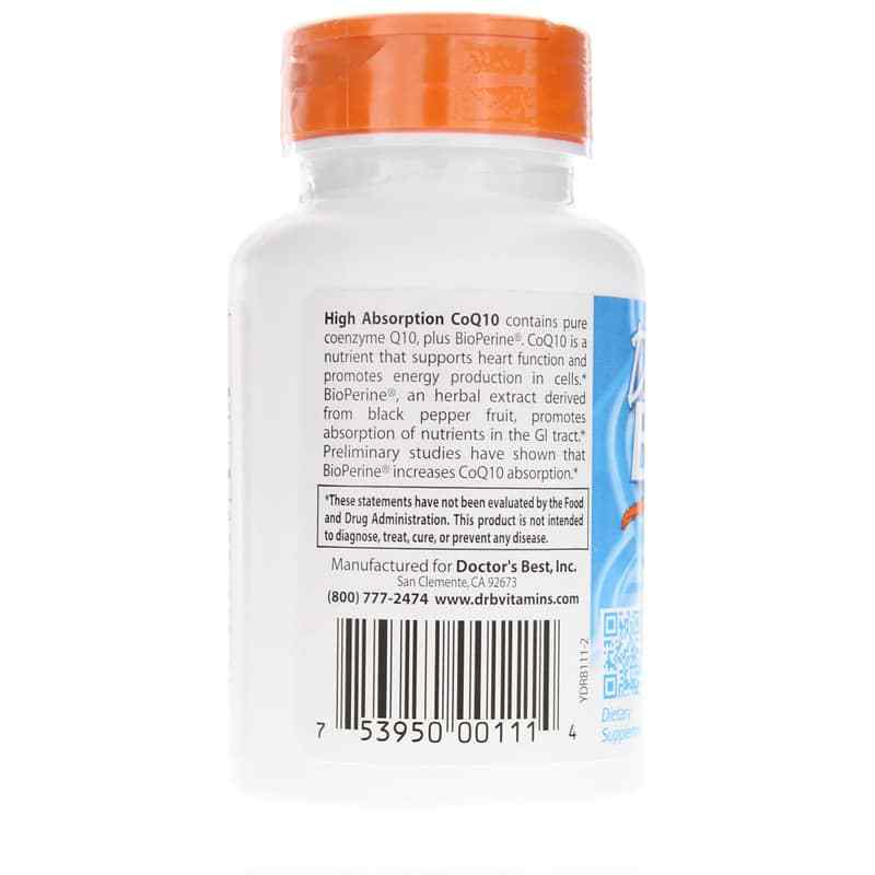 High Absorption CoQ10 200 Mg, 60 Veg Capsules, by Doctors Best, image #3