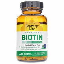 High Potency Biotin 10 Mg, 120 Vegan Capsules, by Country Life
