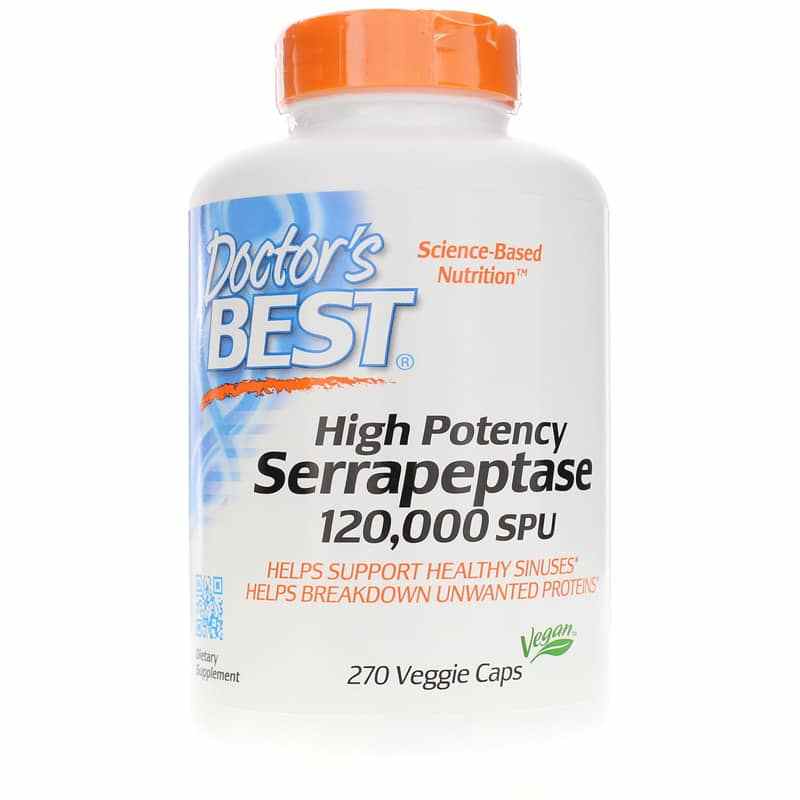 High Potency Serrapeptase, 270 Veg Capsules, by Doctors Best