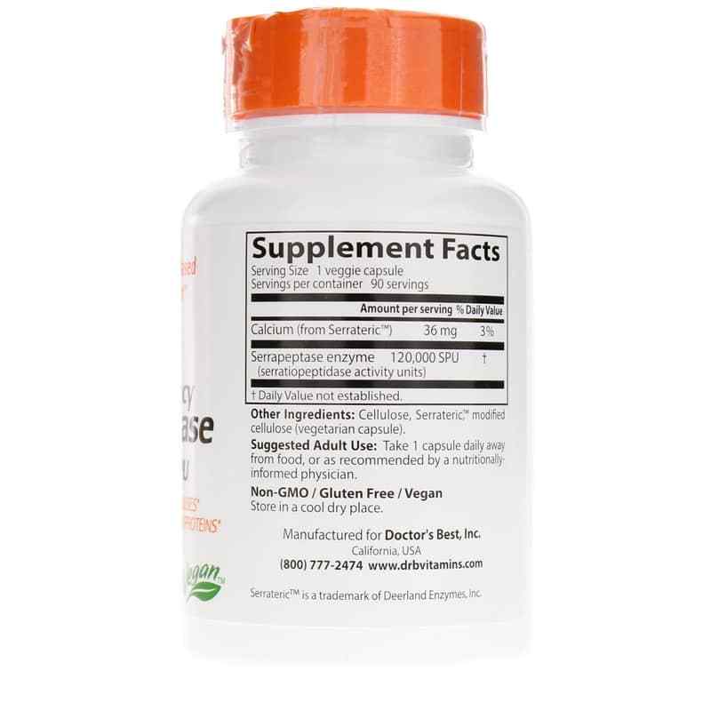 High Potency Serrapeptase, 90 Veg Capsules, by Doctors Best, image #2