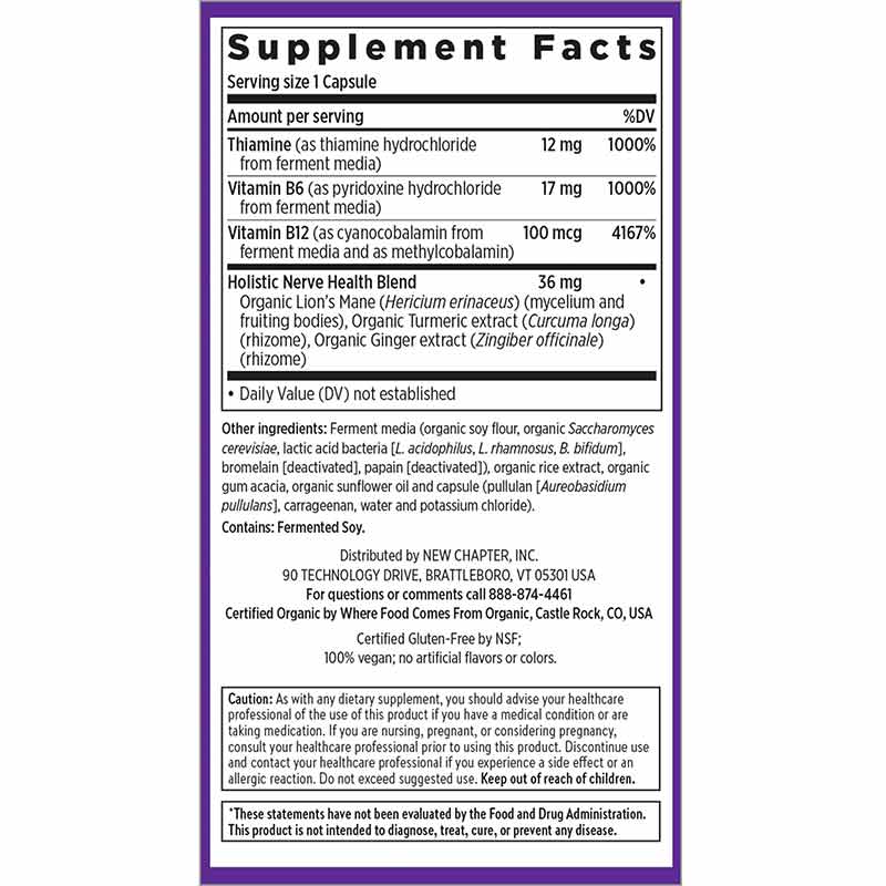 Holistic Nerve Health, 30 Vegan Capsules, by New Chapter, image #2