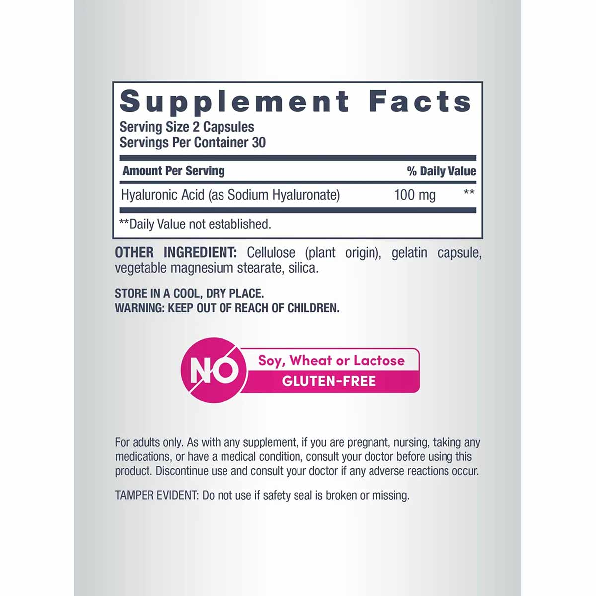 Hyaluronic Acid 100 Mg, 60 Capsules, by NeoCell