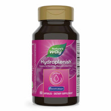 Nature's Way Hydraplenish dietary supplement bottle with BioCell Collagen, 60 capsules, with tan cap and pink label.