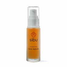 Sibu Beauty hydrating face serum in 1 oz amber glass bottle with white pump dispenser.