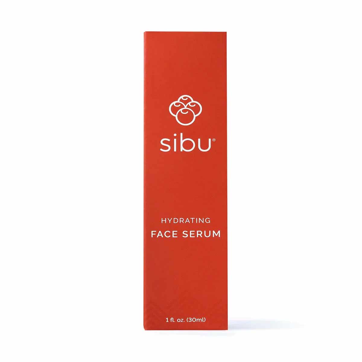 Sibu Beauty hydrating face serum in a red rectangular box labeled 1 fl oz (30ml) with white logo and text.
