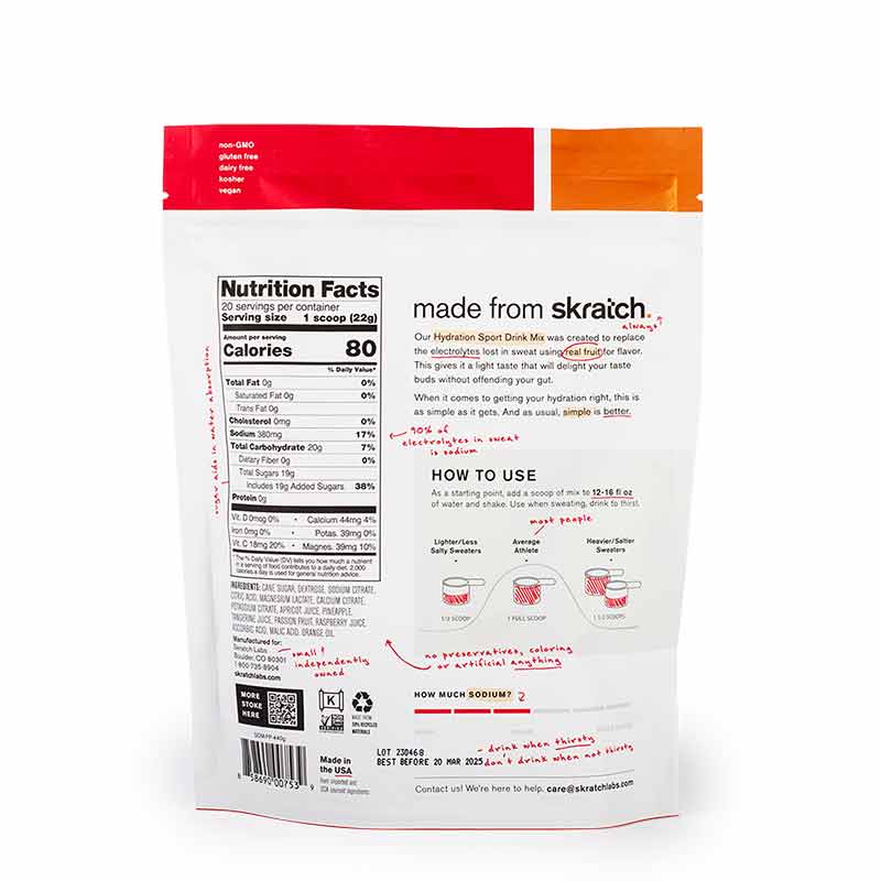 Hydration Sport Drink Mix, Fruit Punch, 20 Servings, by Skratch Labs, image #2