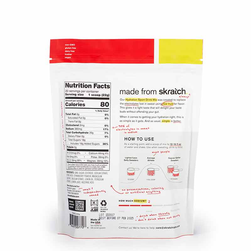 Hydration Sport Drink Mix, Strawberry Lemonade, 20 Servings, by Skratch Labs, image #2