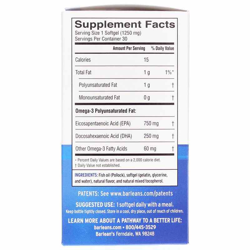 Ideal Omega 3 1,000 Mg, 30 Softgels, by Barleans Organic Oils, image #2