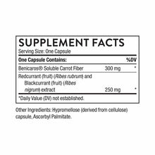 Supplement Facts label for Immune Activator showing serving size of one capsule with Benicaros Soluble Carrot Fiber and Redcu