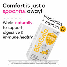 BioGaia Immune Active baby probiotic drops bottle with yellow label and vitamin D symbol on white background.