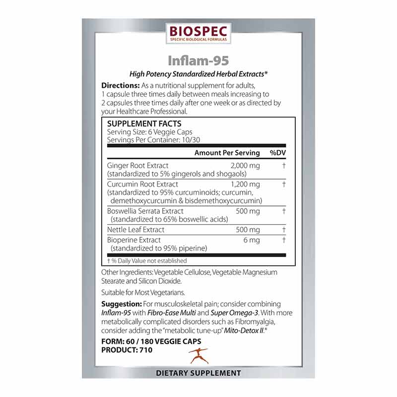 Inflam-95, 180 Veg Capsules, by BioSpec, image #2
