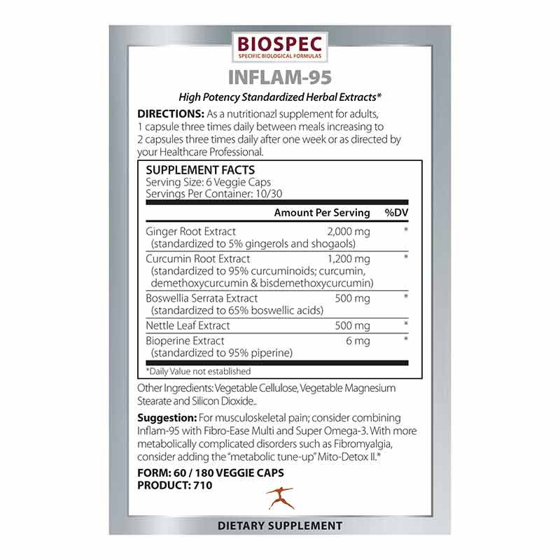 Inflam-95, 60 Veg Capsules, by BioSpec, image #2
