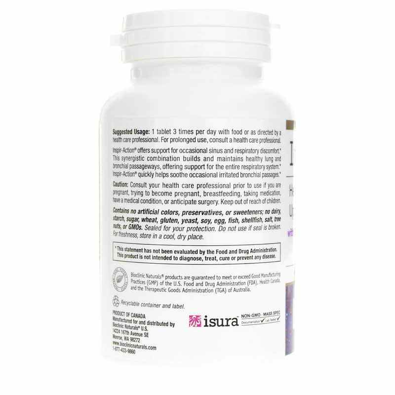Inspir-Action Lung, Bronchial & Upper Respiratory Health, by Bioclinic Naturals, image #3