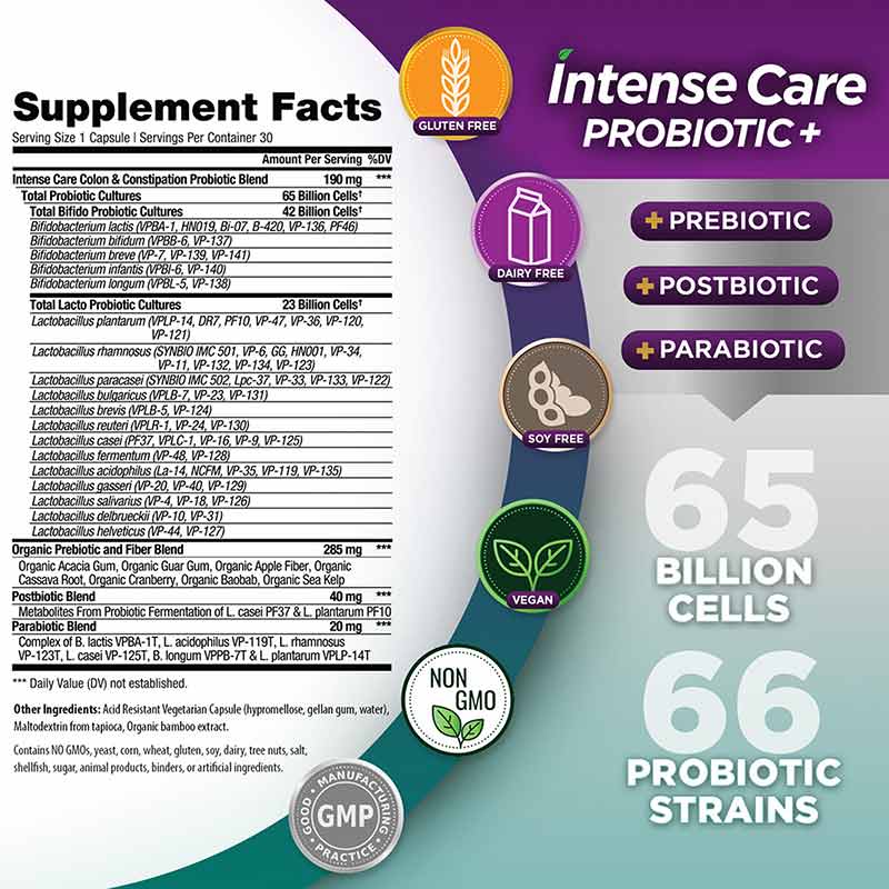 Intense Care Probiotic Colon + Constipation, 30 Veg Capsules, by Vital Planet, image #2